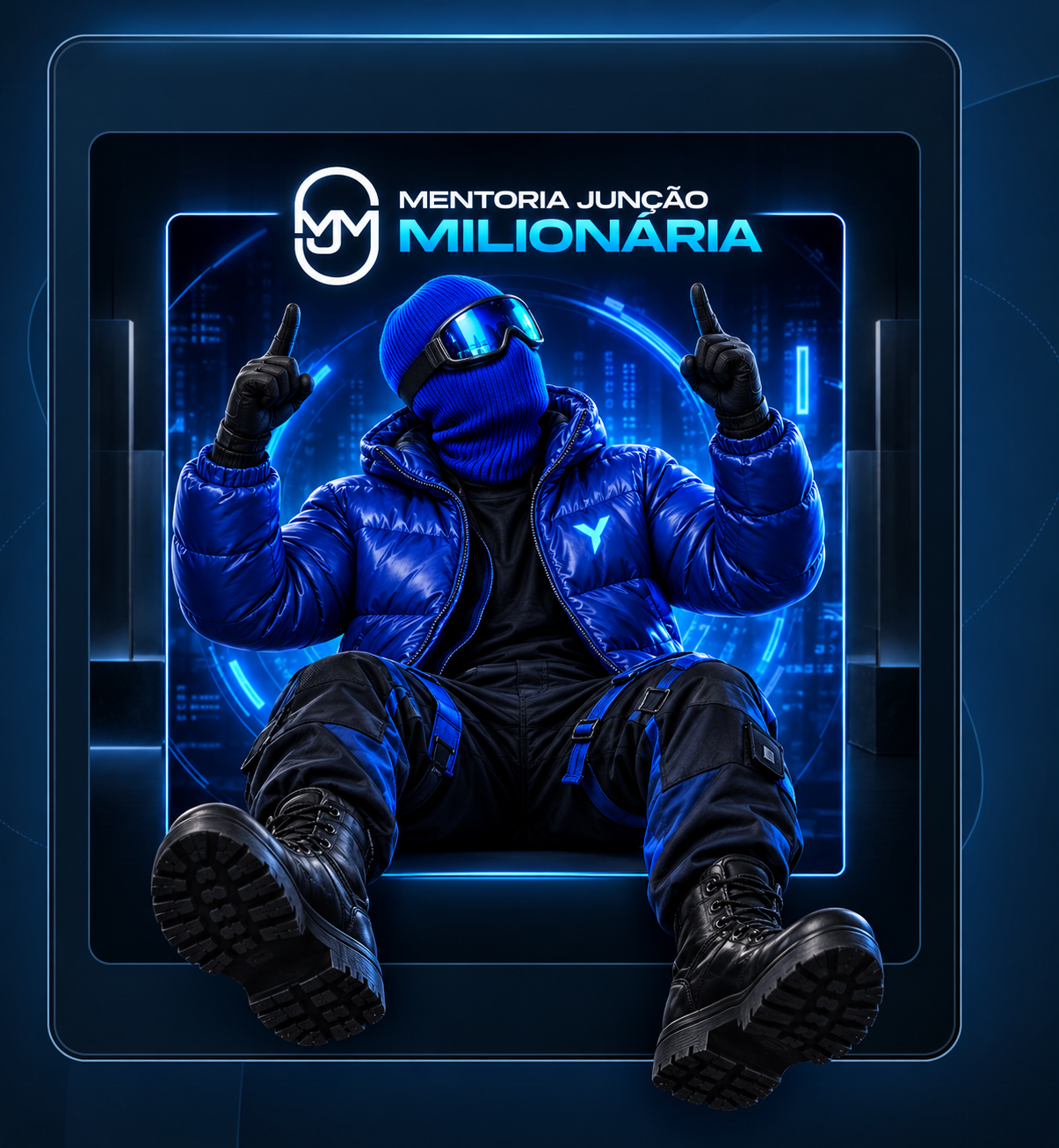 Mascote YOUTECH apresentando a Mentoria Junção Milionária